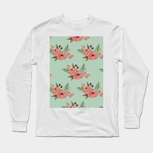 Diseño floral en verde Long Sleeve T-Shirt